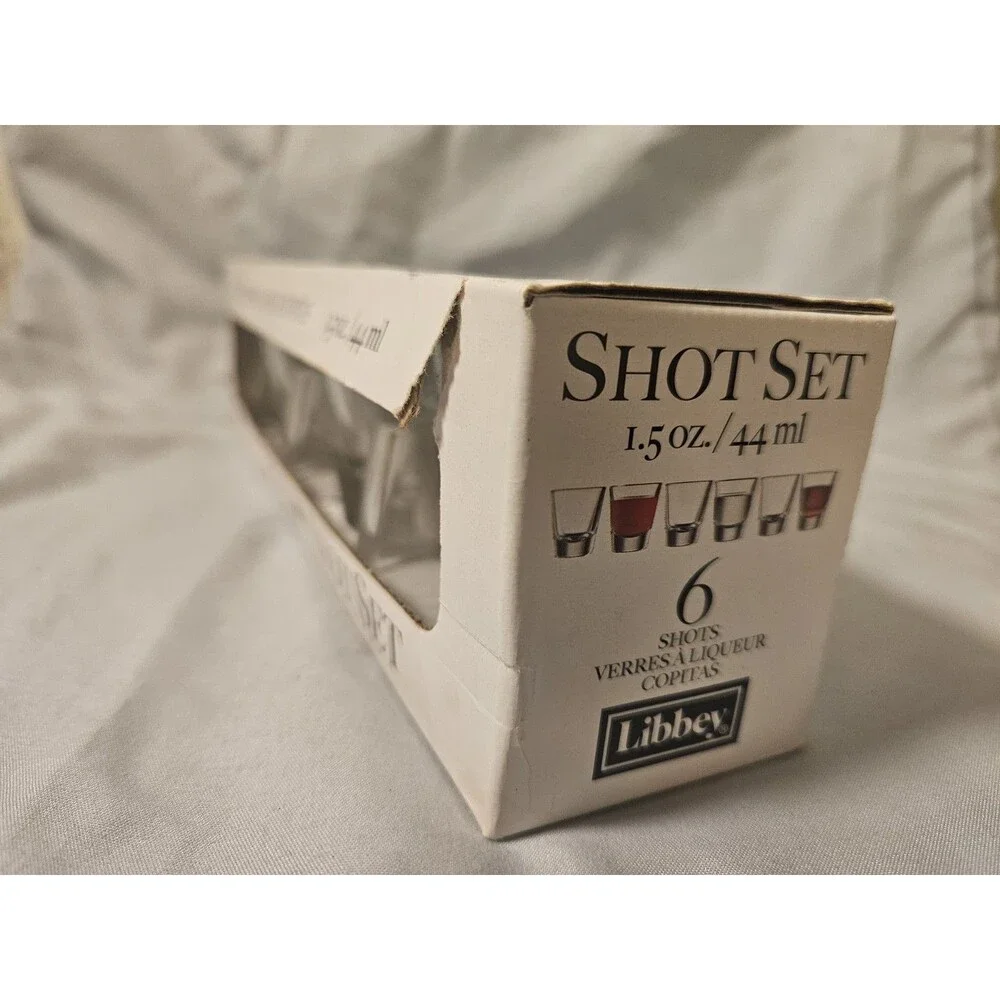 Libbey Shot Set 6 Clear Glass Shot Glasses, 1.5 oz / 44 ml Round - NEW
